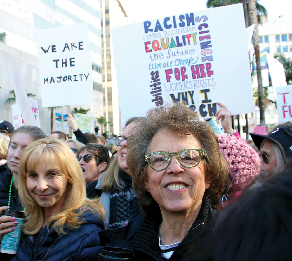 Rabbi Laura Geller (right), rabbi emerita at Temple Emanuel of Beverly Hills, was part of a contingent from that congregation. Photo by Steve Factor