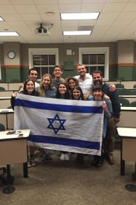 Israeli-American students in the IAC Mishelanu group at UGA welcome two IDF veterans to campus Feb. 21. Via Atlanta Jewish Times