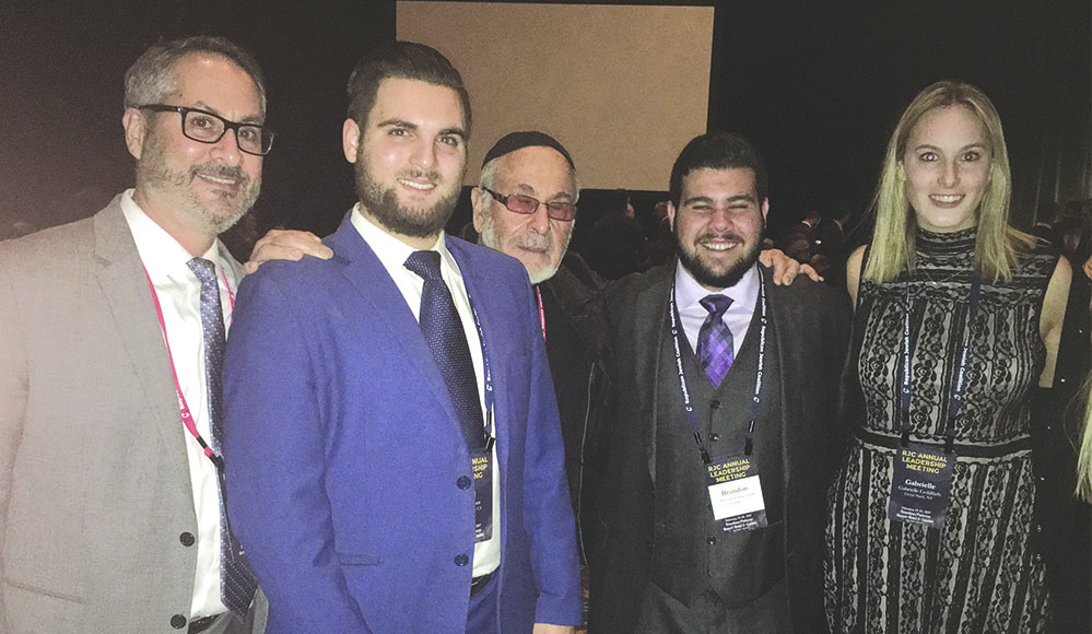  From left: Josh Kaplan, Mati Geula Cohen, Allen Alevy, Brandon Kaufman and Gabrielle Goldfarb attend the Republican Jewish Coalition’s annual leadership meeting in Las Vegas. Photo by Ryan Torok.
