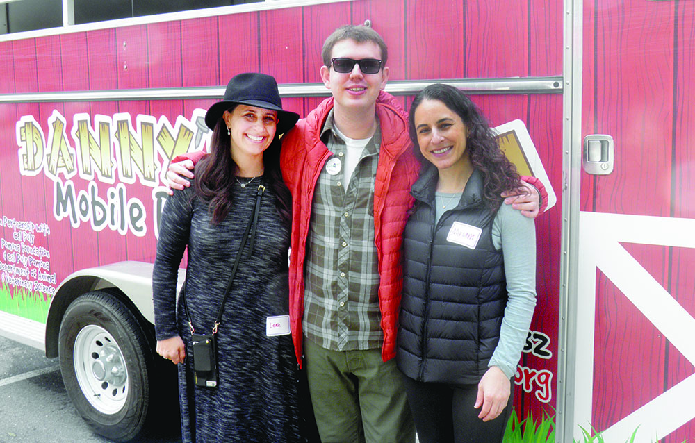 From left: Leah Schachter, director of Summer@ETTA; Danny Gott of Danny’s Farm; and Miriam Maya, director of The Jewish Federation of Greater Los Angeles’ Caring for Jews in Need and the Los Angeles Jewish Abilities Center, attend the third annual Jewish Community Inclusion Festival. Photo by Cathy Gott.