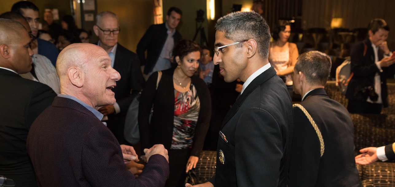 Surgeon general Vivek Murthy, right, and Marty Kaplan. Photo courtesy Norman Lear Center
