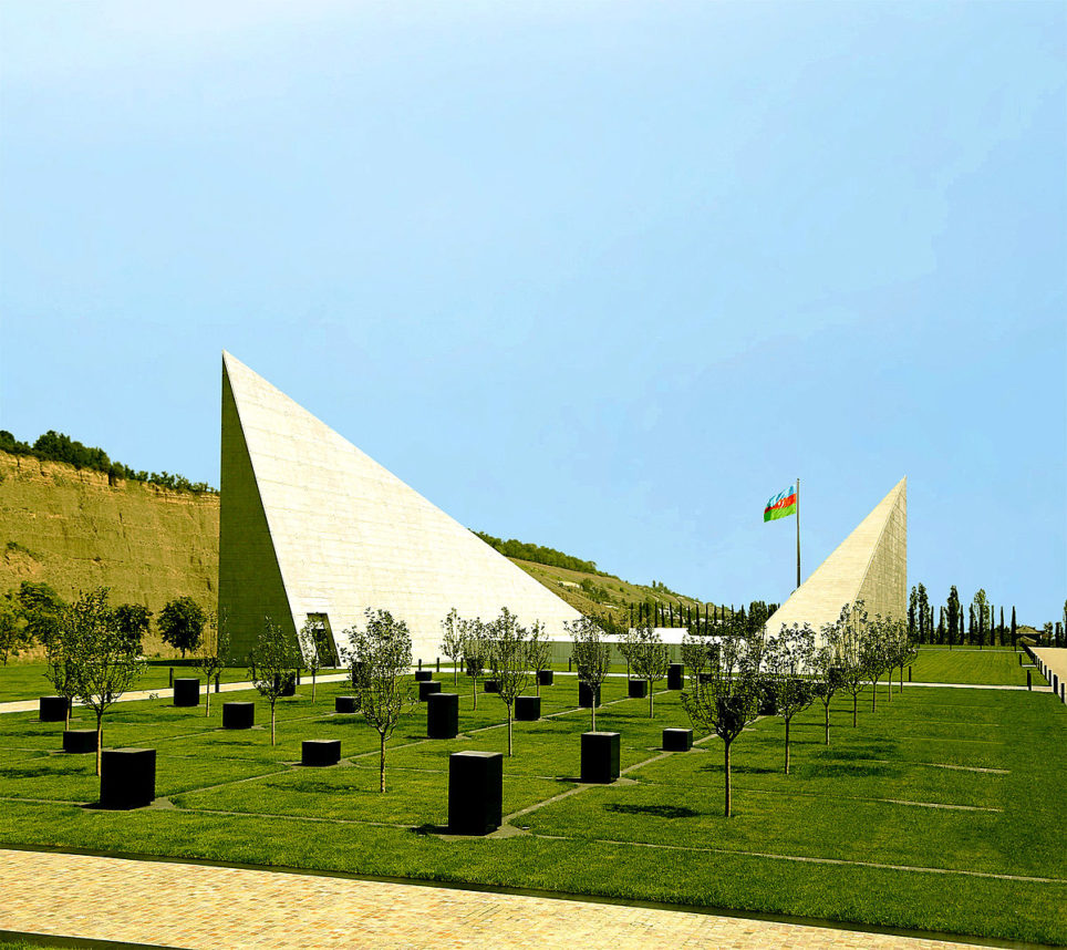 Quba Genocide Memorial Complex in Azerbaijan honoring the victims of the 1918 March Genocide. The Complex also includes the site of the mass grave of the Genocide victims unearthed there in 2007.