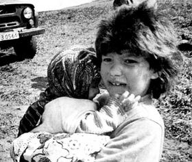 Azerbaijani children who survived the 1992 Khojaly Genocide committed by Armenian troops.