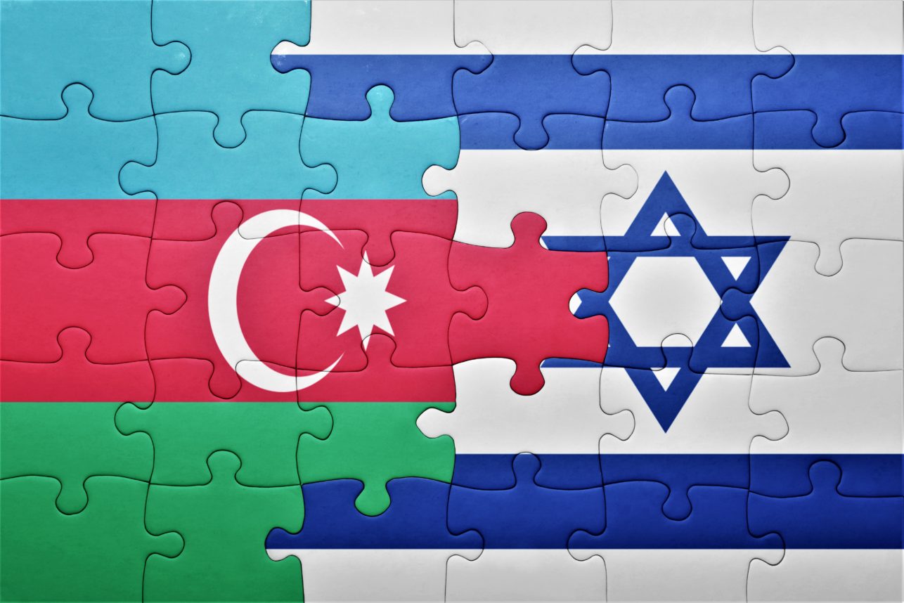 Flags of Azerbaijan and Israel