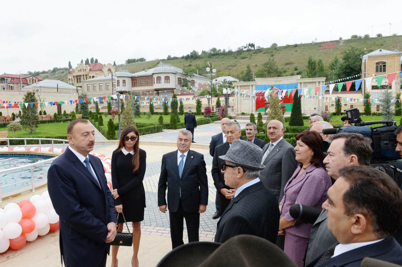 Azerbaijan President Ilham Aliyev meeting with members of the country’s Jewish community in Red Town, which is one of the largest Jewish towns outside of Israel