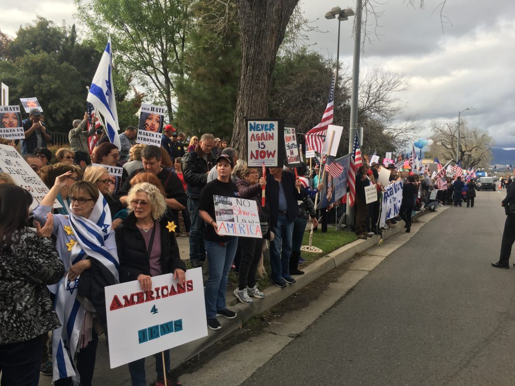 Hundreds Protest Rep. Ilhan Omar in Woodland Hills