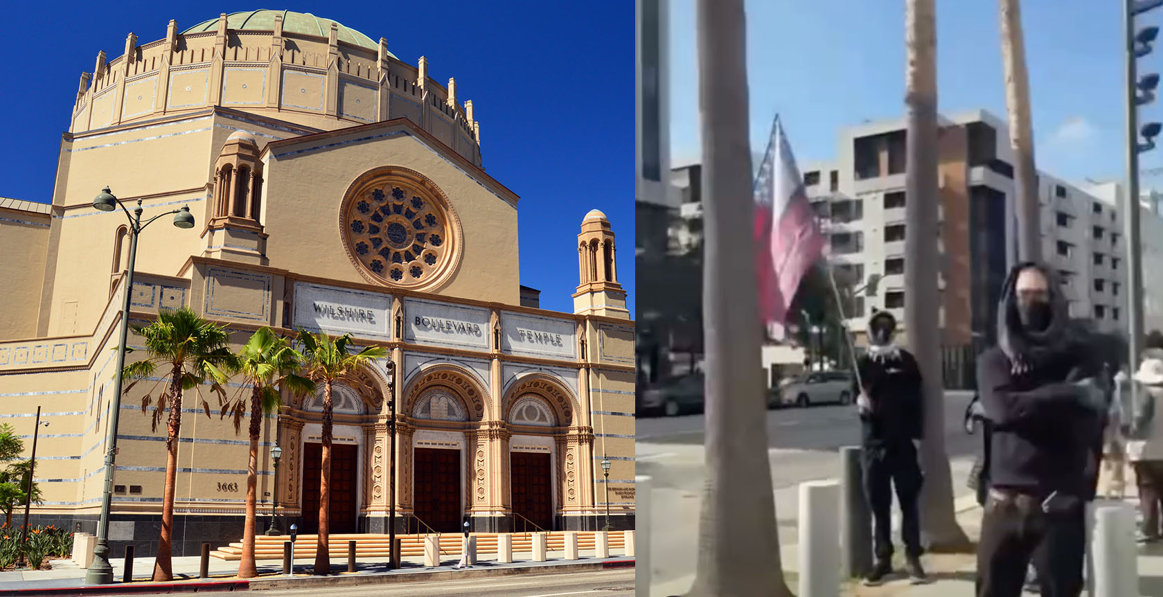 Pro-Palestinian Protest Turns Violent at Wilshire Boulevard Temple