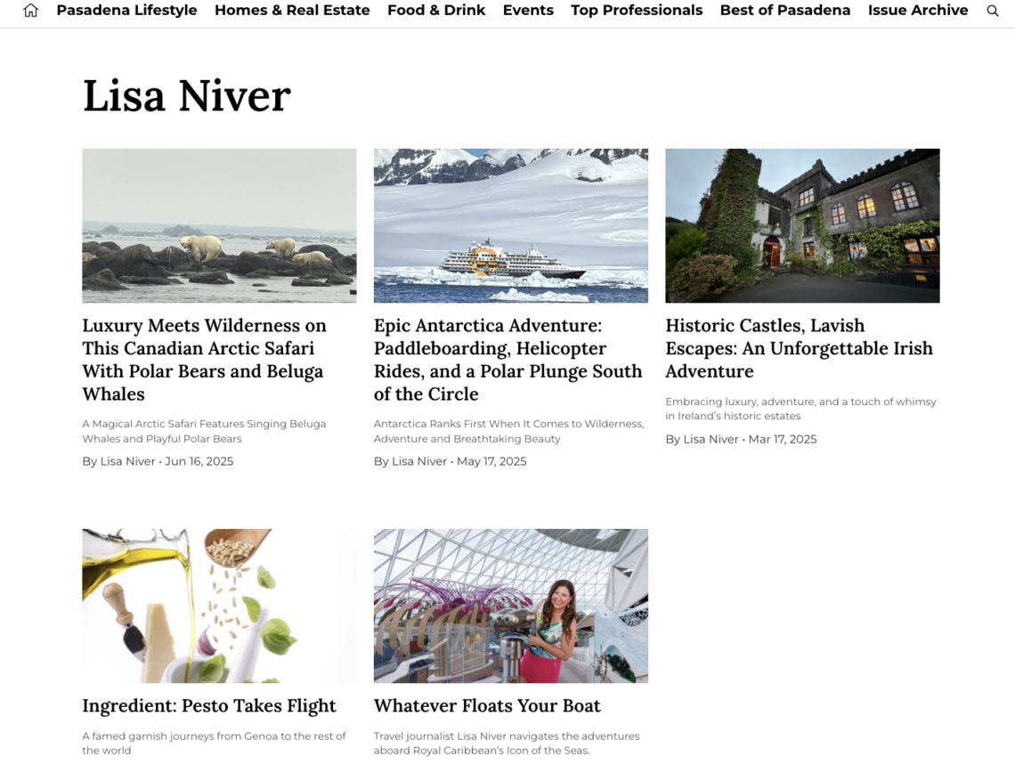 Epic Travel Stories in Pasadena Magazine: Antarctica Helicopters, Churchill...